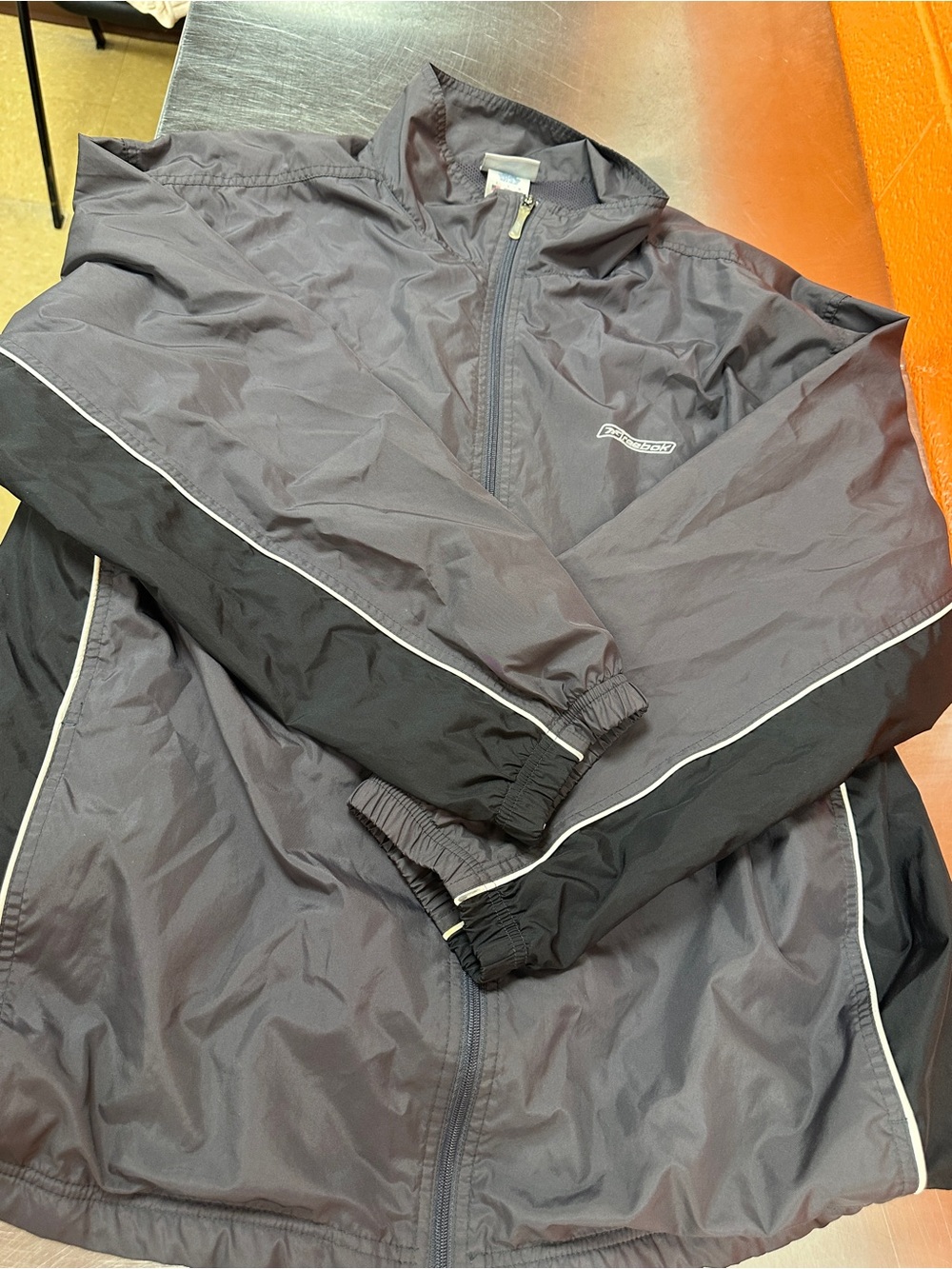 Vintage Reebok Windbreaker Jacket Mens Large Grey Black Y2K 2000s Track Mesh